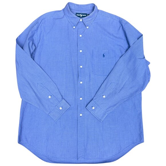 Men's RALPH LAUREN “Blake” Long Sleeve Button-Down Blue Plaid Shirt- Size XL‎ - Picture 1 of 8